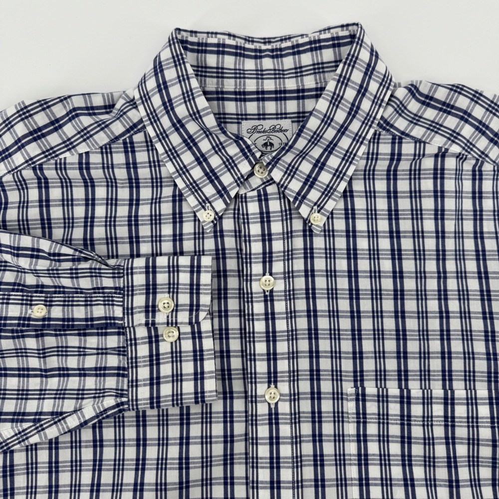 Brooks Brothers Sports‎ Shirt Mens L Long Sleeve Plaid Button Down Shirt Cotton